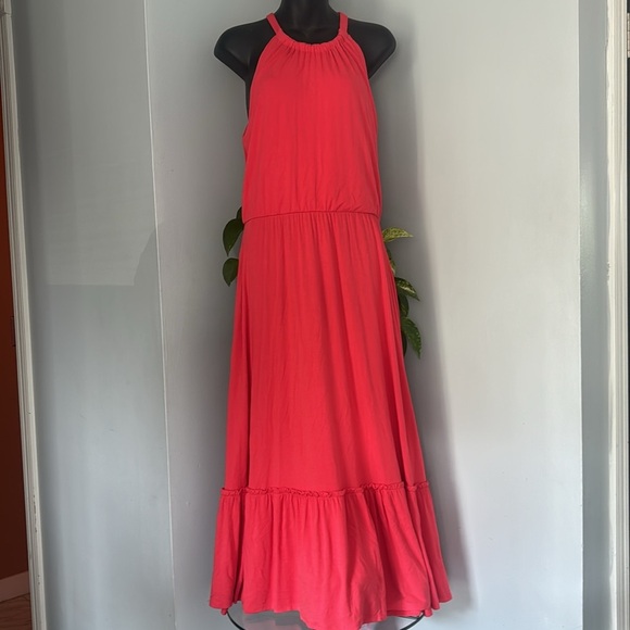 🍍CYNTHIA ROWLEY HALTER A LINE DRESS 🍍SZ MED🍍pit to pit 16”🍍length 50”🍍 - Picture 2 of 3